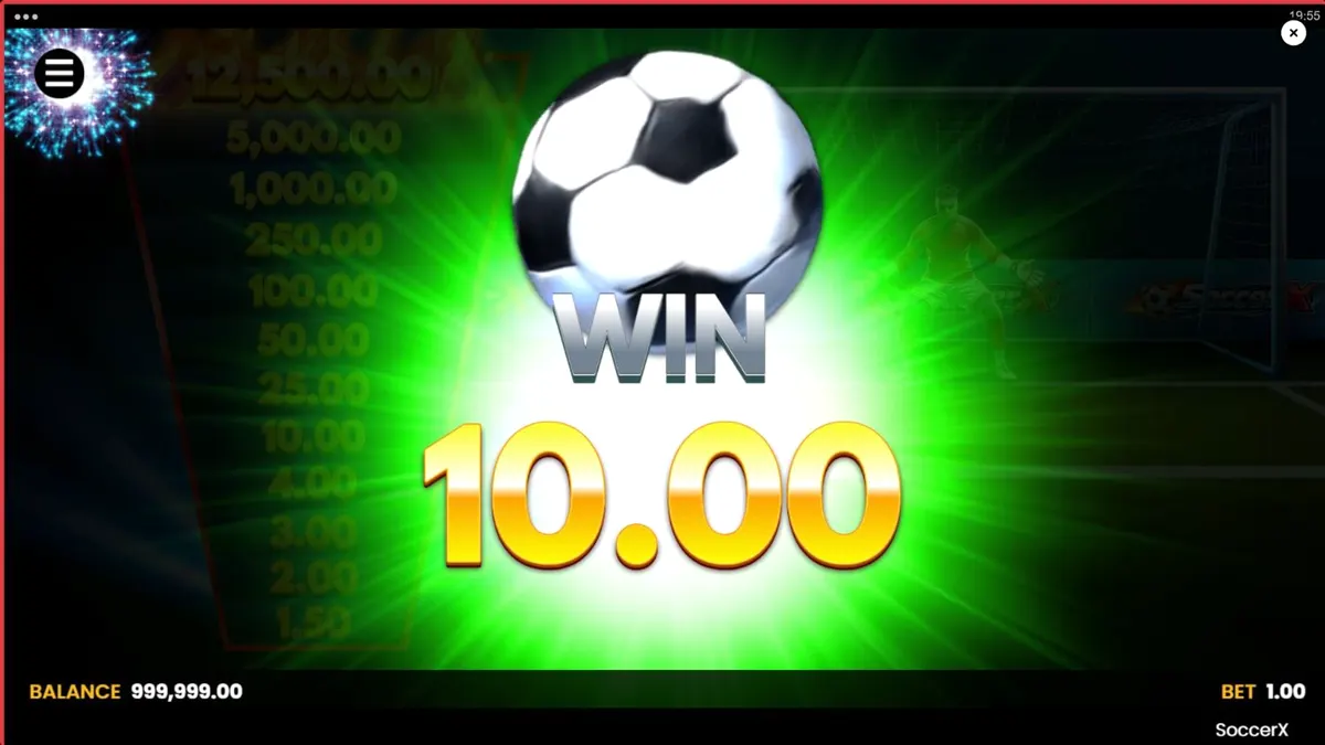 Tampilan visual stadion sepak bola dalam permainan slot SoccerX